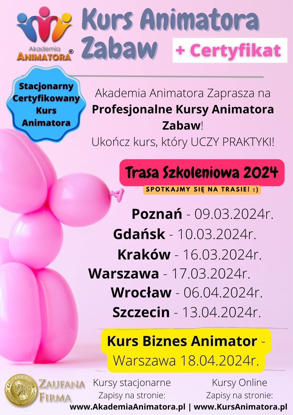 Kurs Animatora Zabaw 2024 - AkademiaAnimatora.pl
